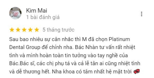 Niềng răng thẩm mỹ tại TPHCM ở nha khoa Platinum
