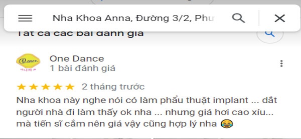 Đánh giá của khách hàng sau khi sử dụng dịch vụ tại nha khoa Anna