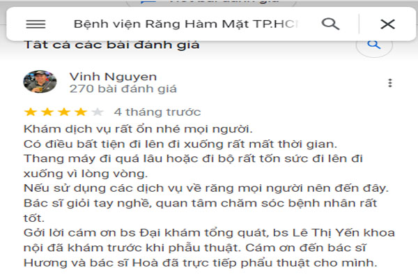 Đánh giá của khách hàng sau khi sử dụng dịch vụ tại Bệnh viện Răng Hàm Mặt