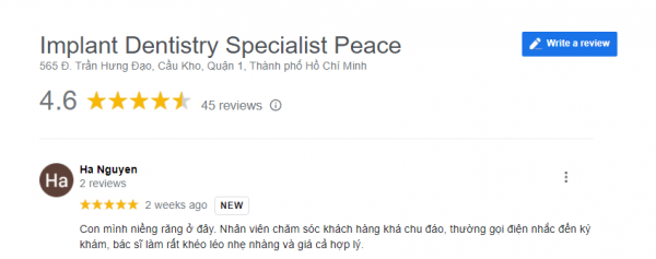 Khách hàng làm răng tại Nha Khoa Peace Dentistry rất yên tâm