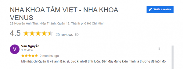 Khách hàng đánh giá dịch vụ tại Nha khoa Venus